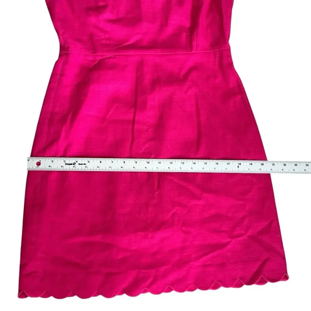 J. Crew Women’s Sz 8 Pink Scalloped Square Neck Dress Basketweave Sleeveless